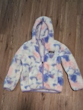 5/6 Eddie Bauer Kids Plush Hooded Jacket in Lavender Tie-Dye